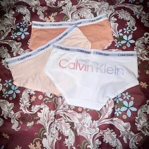 NWOT - Calvin Klein Girl’s Briefs Trio - White, Pink, Peach
